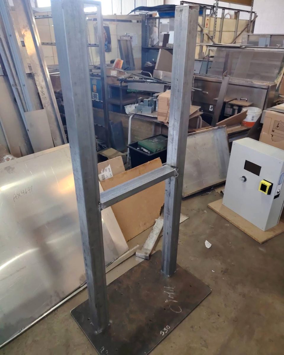 A Breathly frame, freshly welded, in the workshop